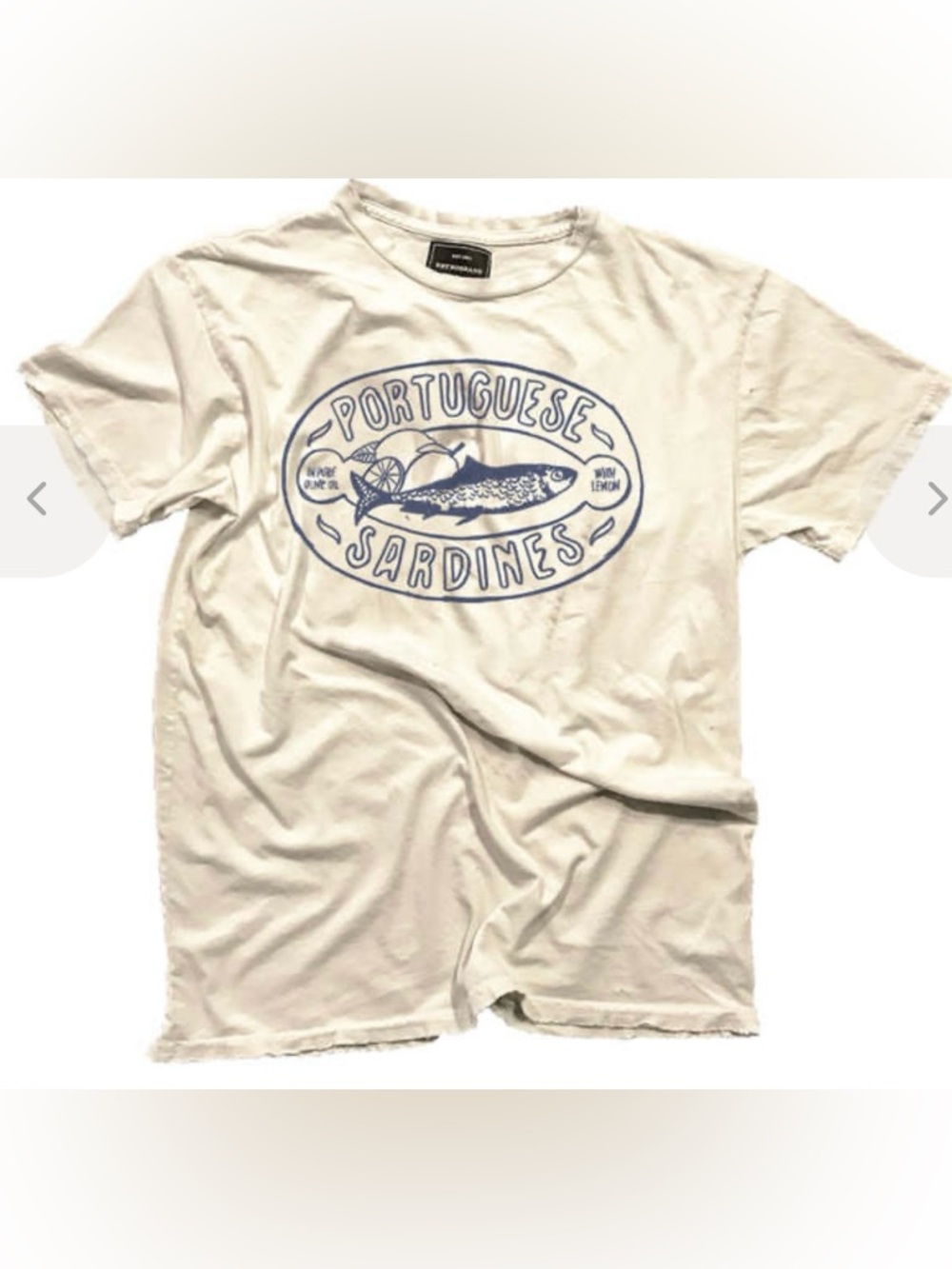 Free People White Graphic 'Portuguese Sardines' Short Sleeve Tee